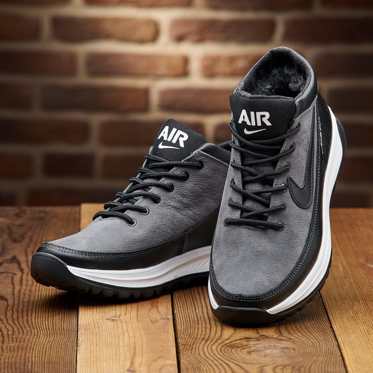 Чоловічі зимові шкіряні кросівки AIR 102 UNI Gray (Харків)
