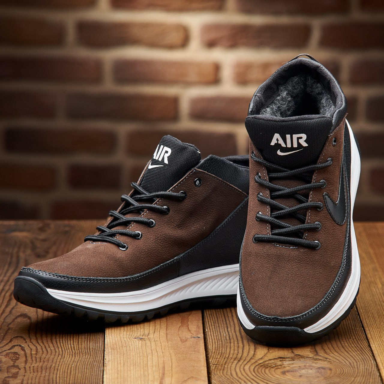 Чоловічі зимові шкіряні кросівки AIR 102 UNI Brown (Харків)
