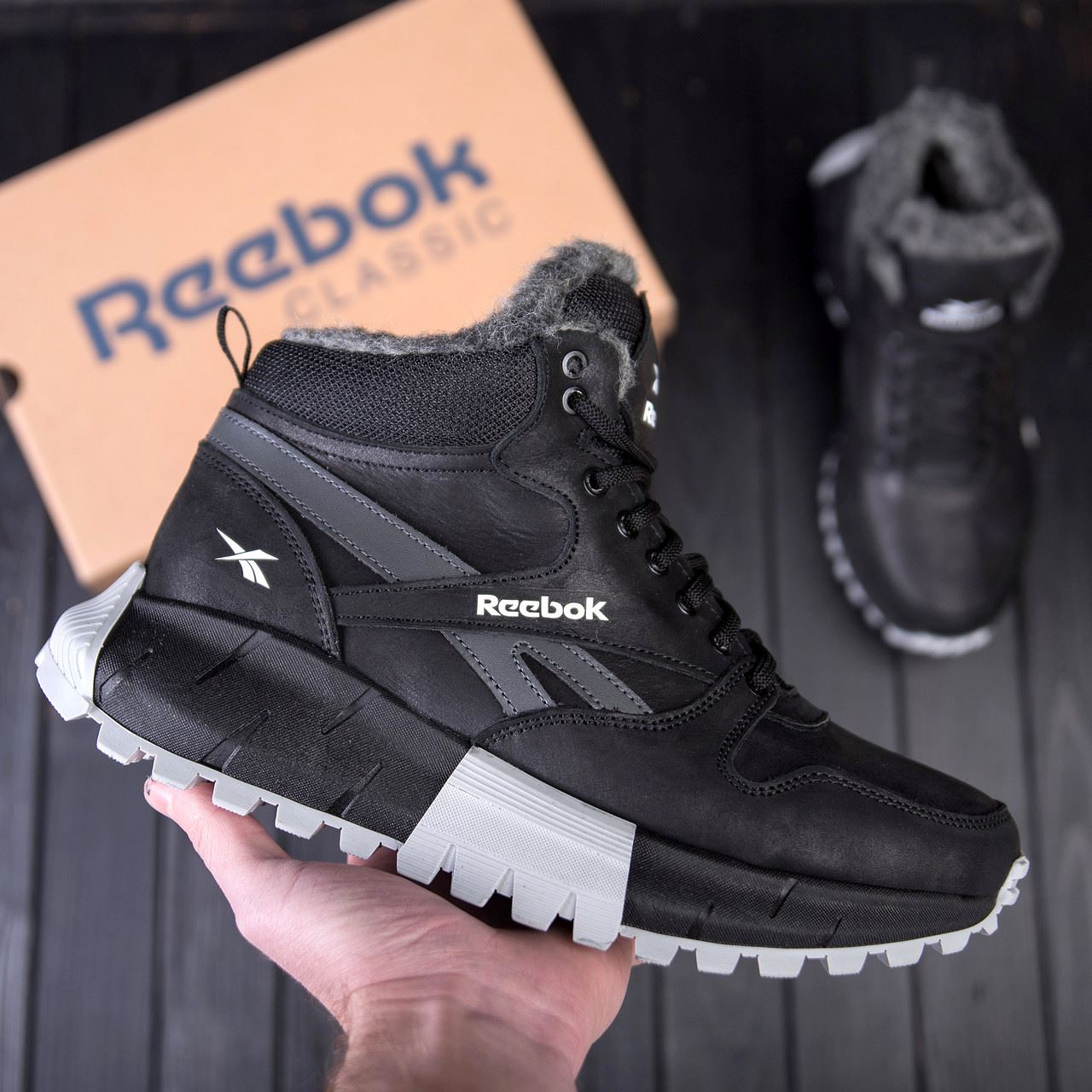 Чоловічі зимові шкіряні кросівки R-05 Zig Kinetica Edge Grey (Харків)