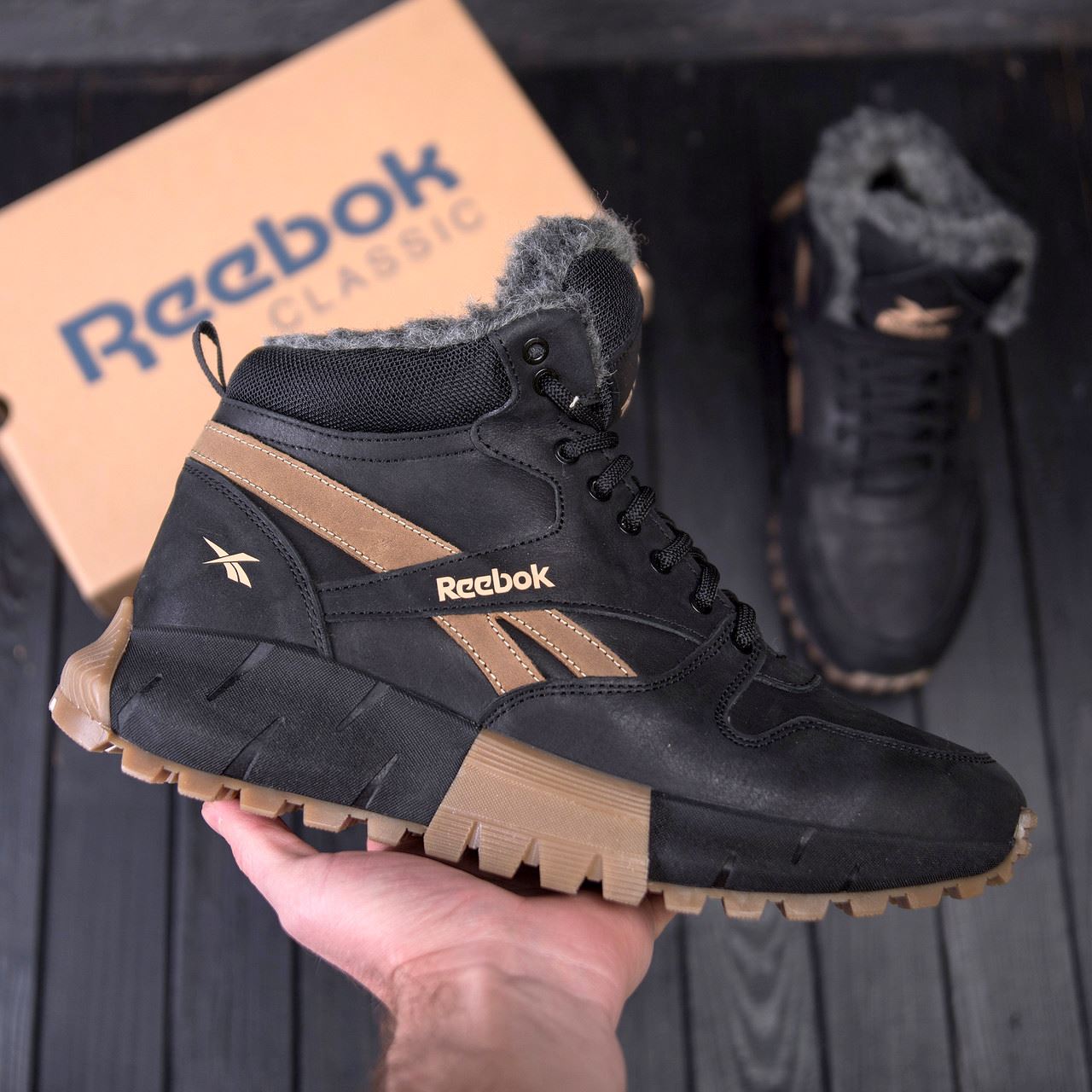 Чоловічі зимові шкіряні кросівки R-05 Zig Kinetica Edge Black (Харків)