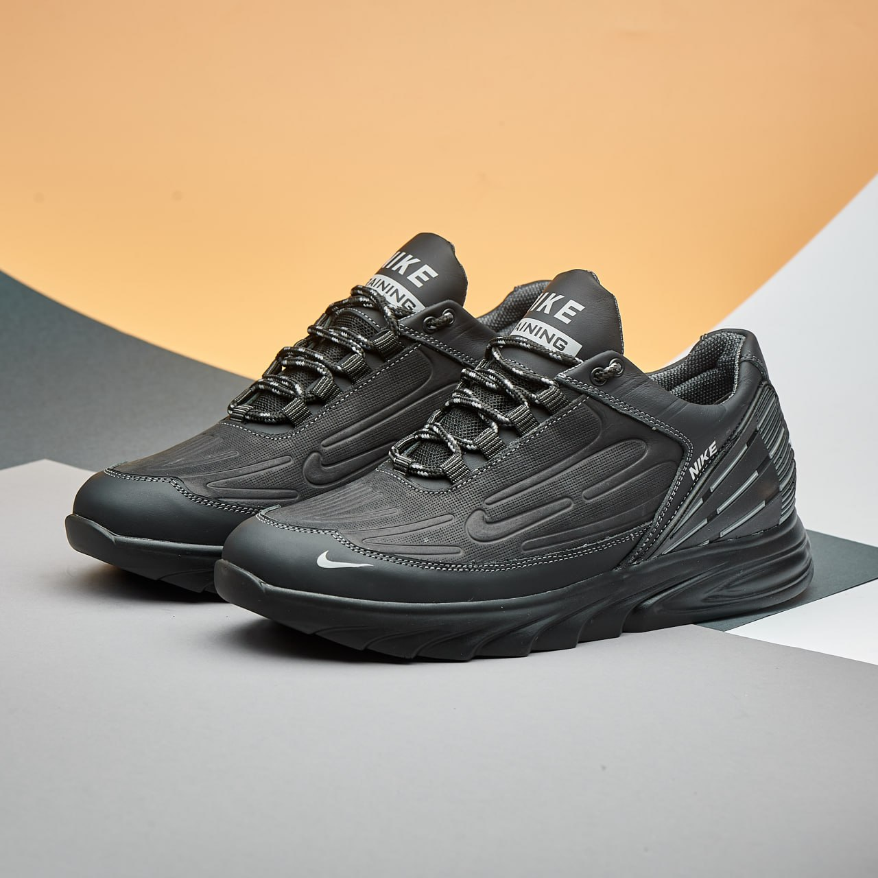 Чоловічі шкіряні кросівки Air Tuned Max Black N-74 (Харків)