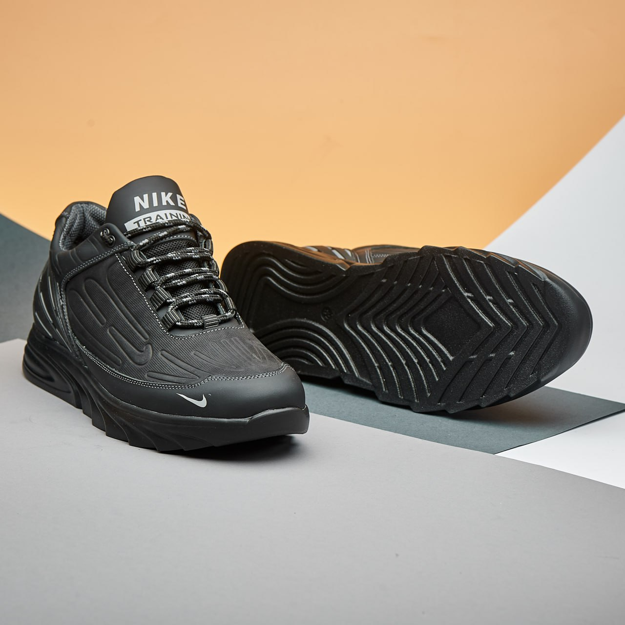 Чоловічі шкіряні кросівки Air Tuned Max Black N-74 (Харків)