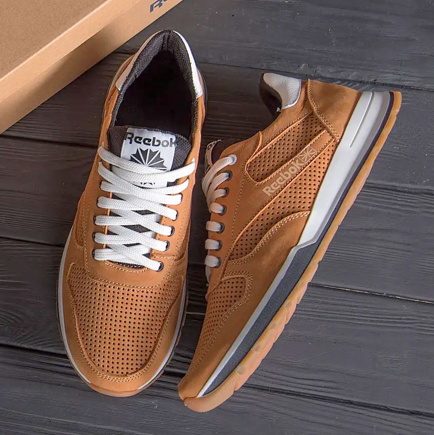 Чоловічі шкіряні літні кросівки Classic Brown (Харків)