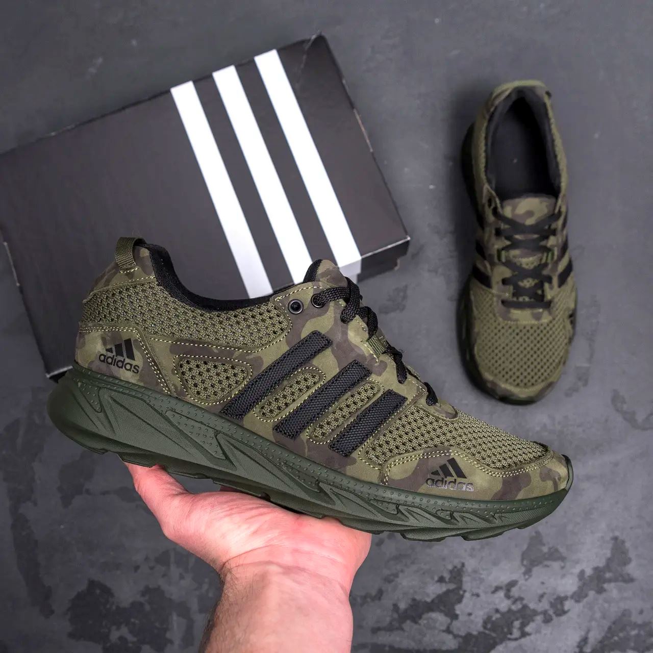 Чоловічі кросівки літні сітка Climacool multicam олива (Харків)